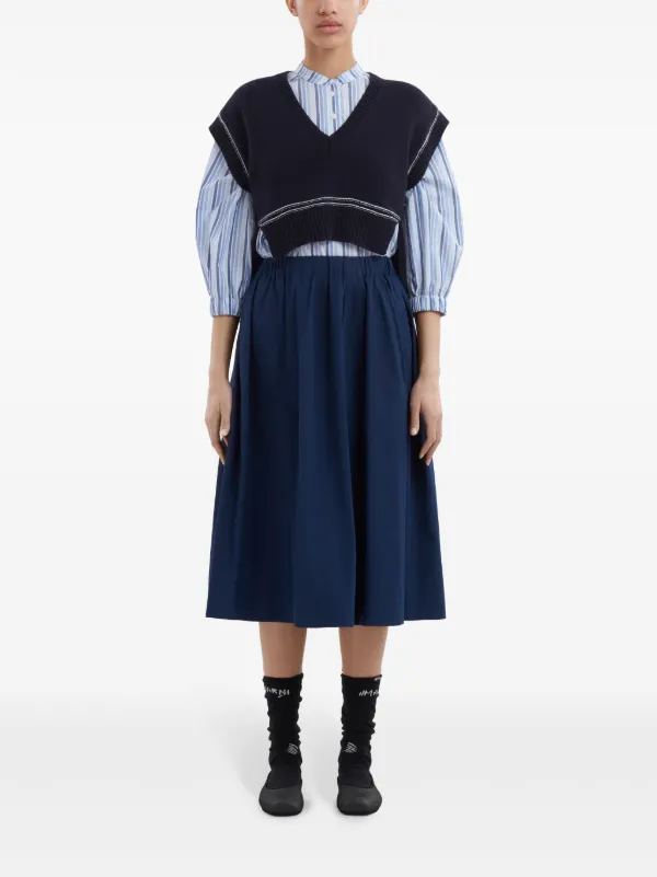 Marni A-line Cotton Midi Skirt | Blue | FARFETCH