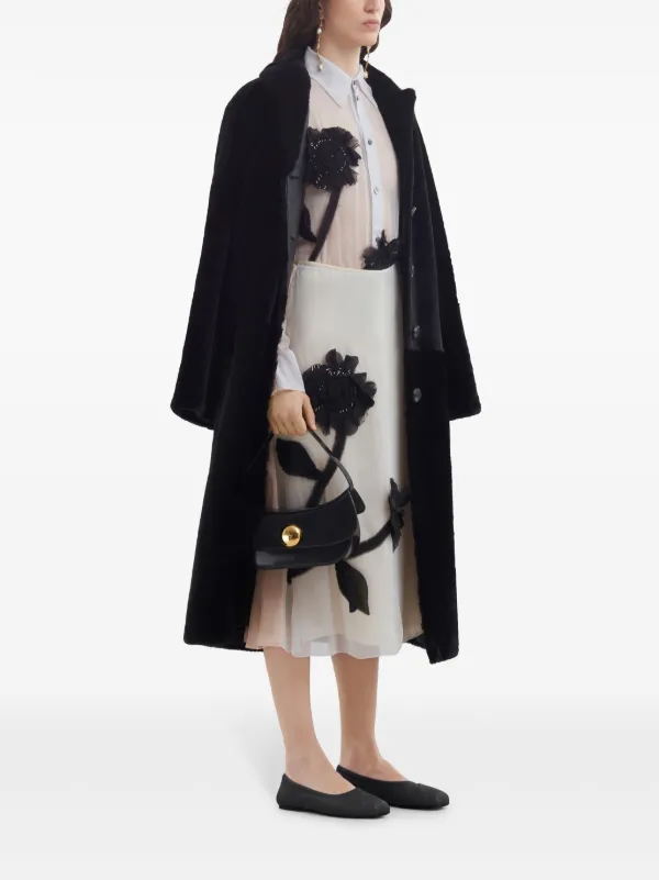 Marni single-breasted faux-fur Coat | Black | FARFETCH