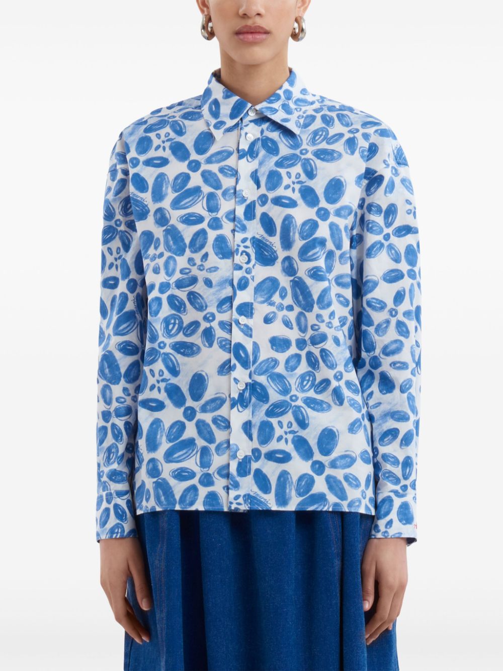 Marni floral-print cotton shirt Women