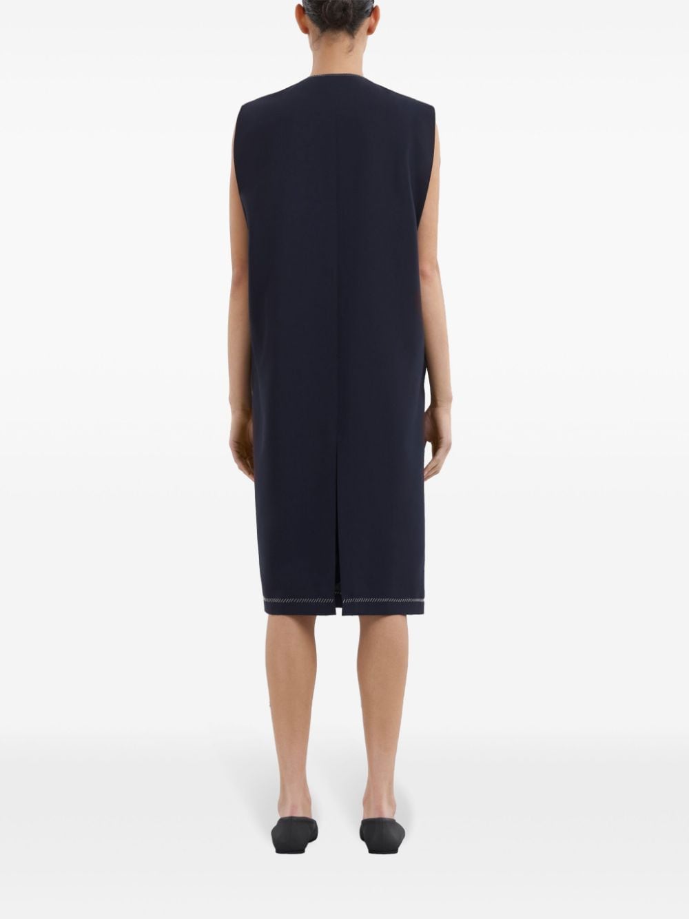 Shop Marni Virgin-wool Shift Dress In Blue