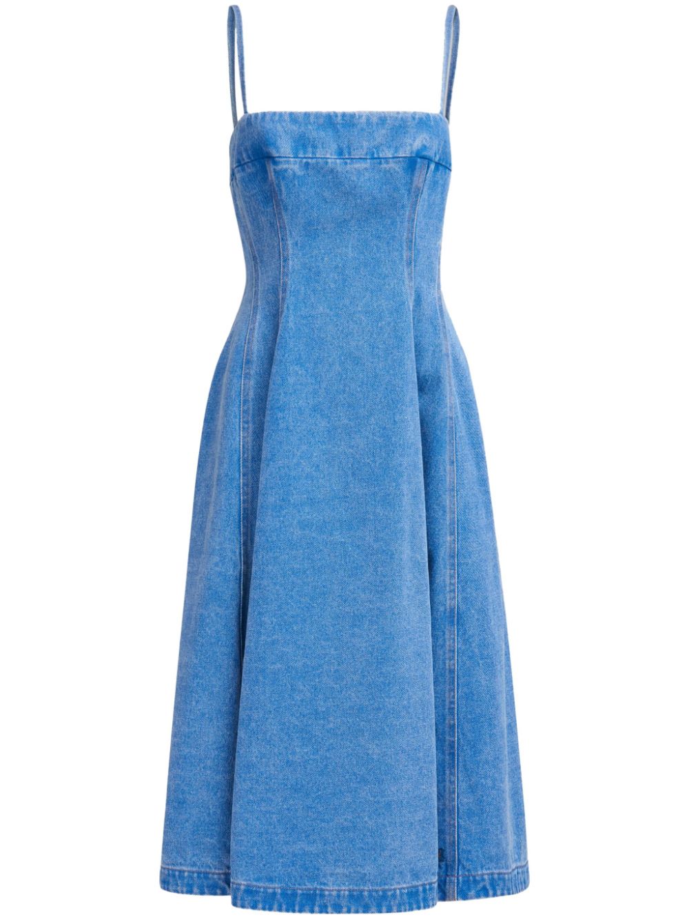 Marni Dart-detailing Denim Midi Dress In Blue