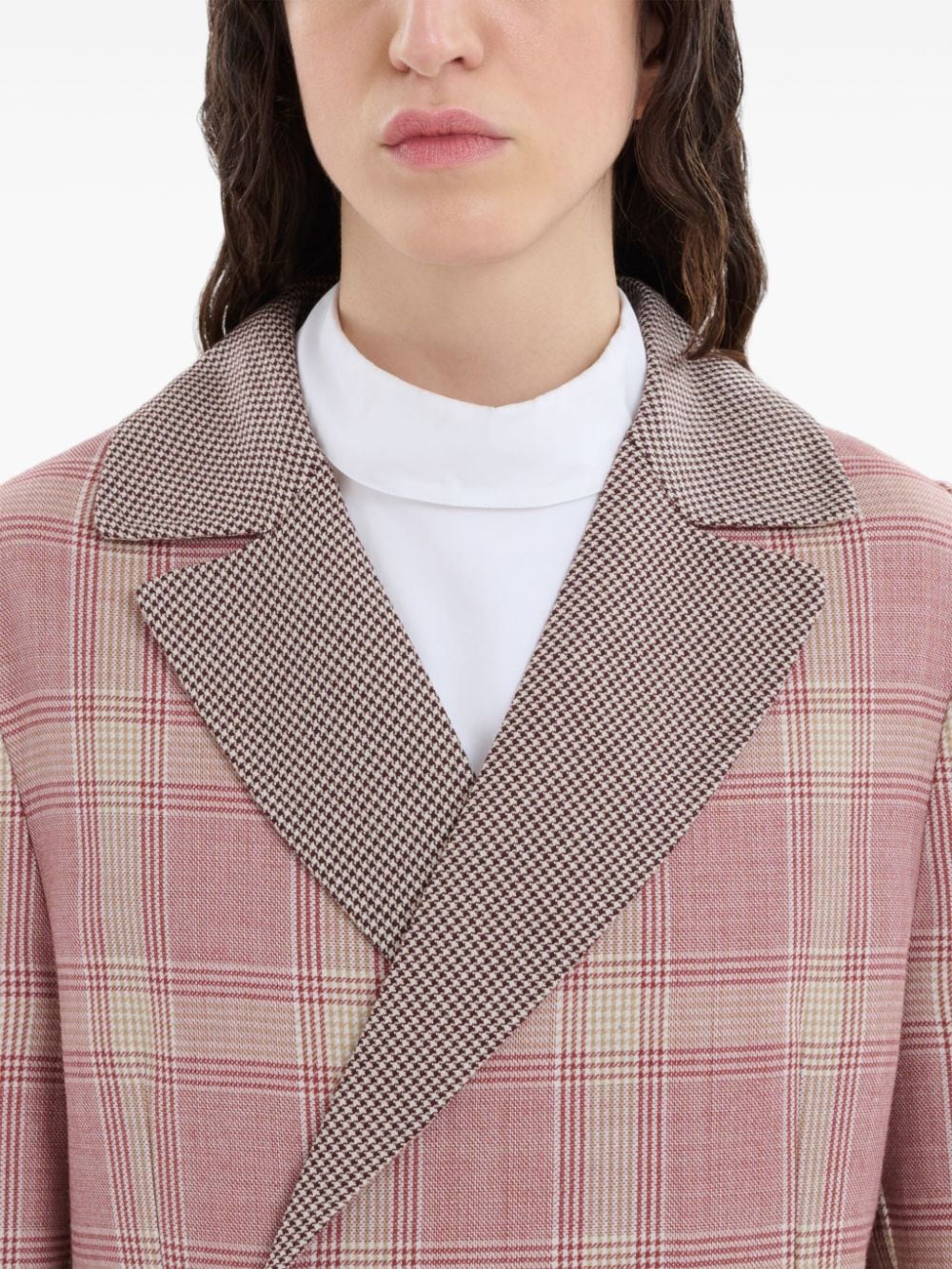 Shop Marni Checked Double-breasted Coat In Red