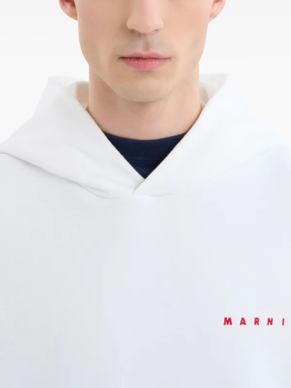 パーカー・フーディ Marni White Organic Cotton Hoodie With Logo Marni logo-print Cotton Hoodie | White | FARFETCH