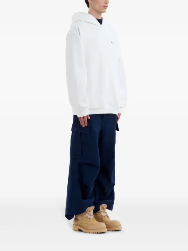 Marni logo-print Cotton Hoodie | White | FARFETCH
