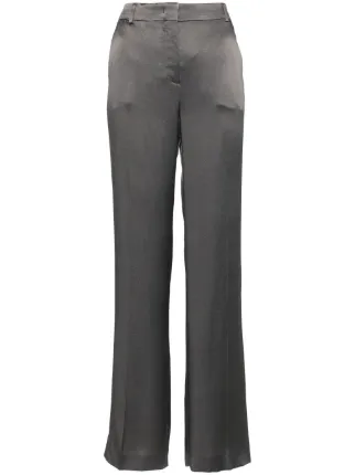 Alberta Ferretti pressed-crease Satin Trousers | Grey | FARFETCH SG