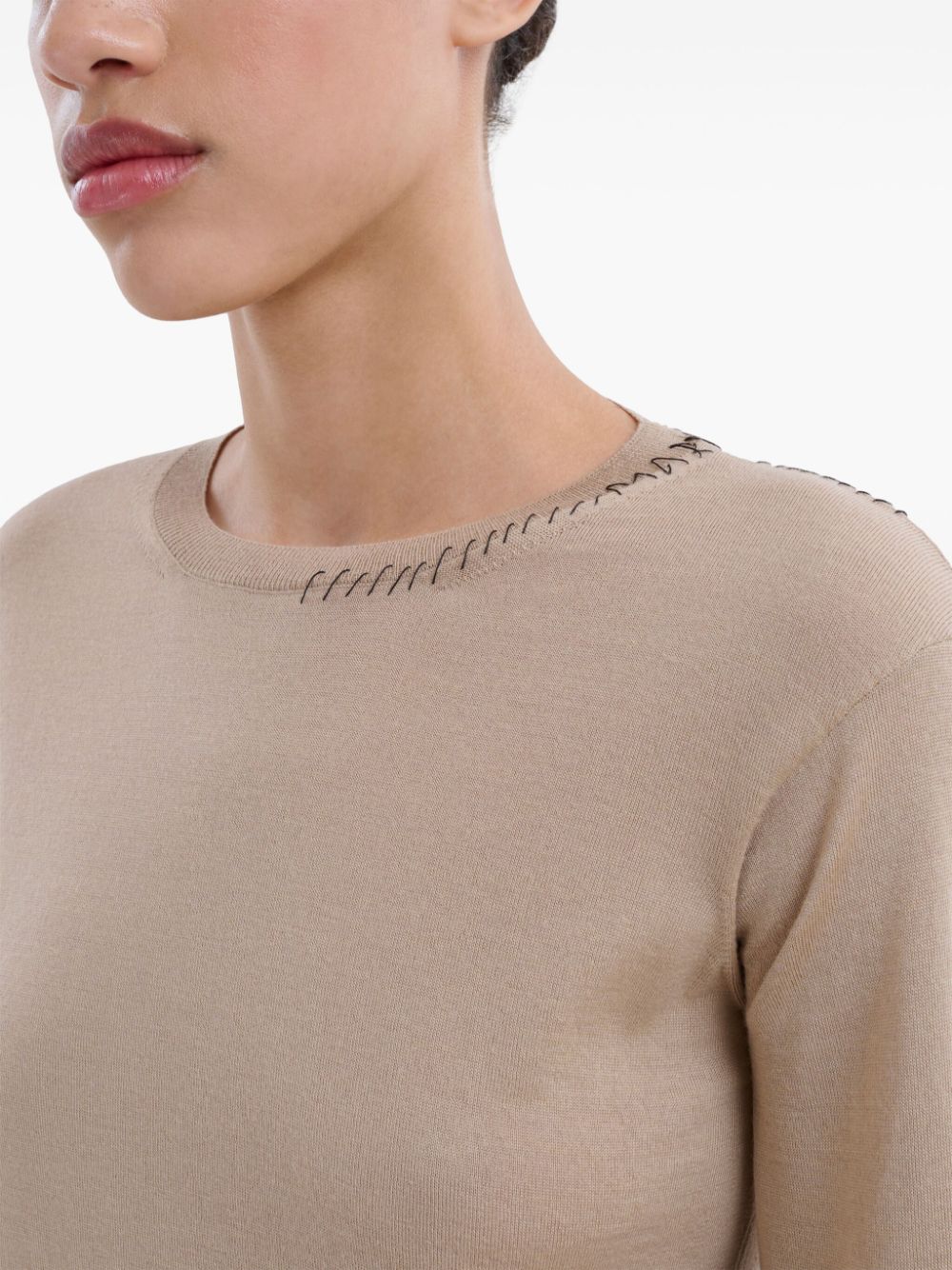 Shop Marni Decorative-stitching Knitted Top In Neutrals