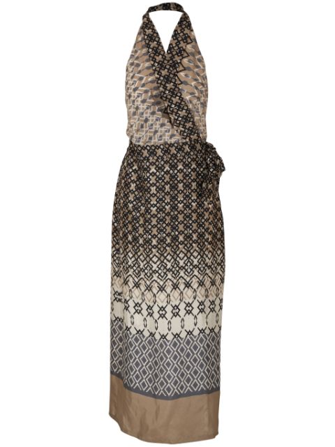 Brunello Cucinelli geometric-print halterneck dress Women