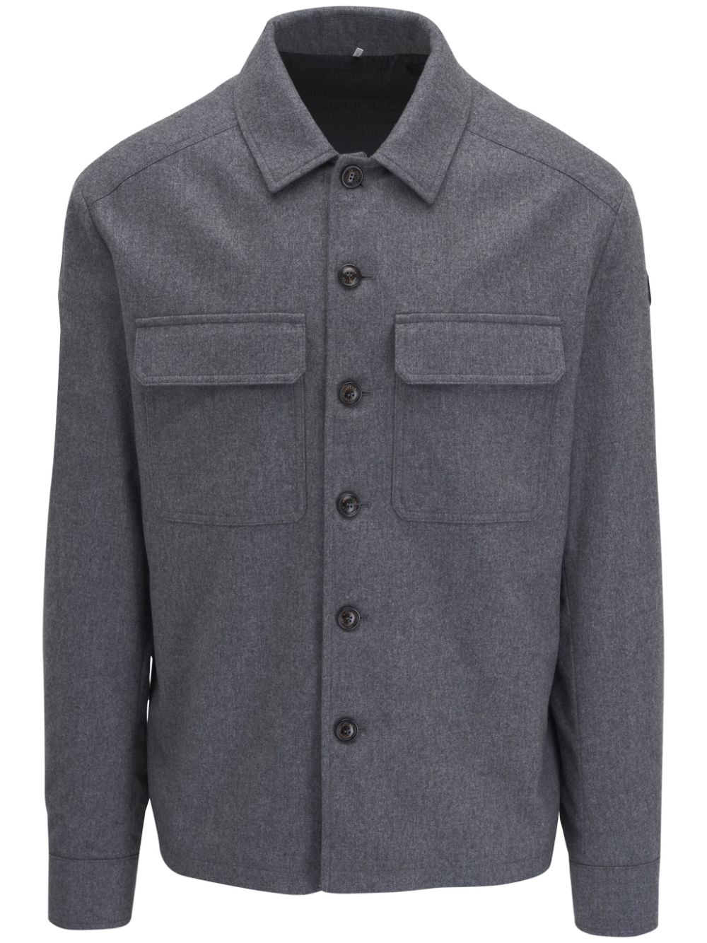 Shop Moncler Button-down Shirt Jacket In Grey