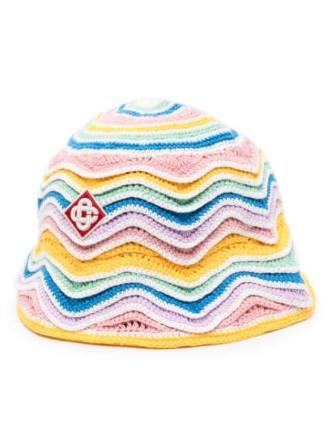 Casablanca logo-patch crochet bucket hat