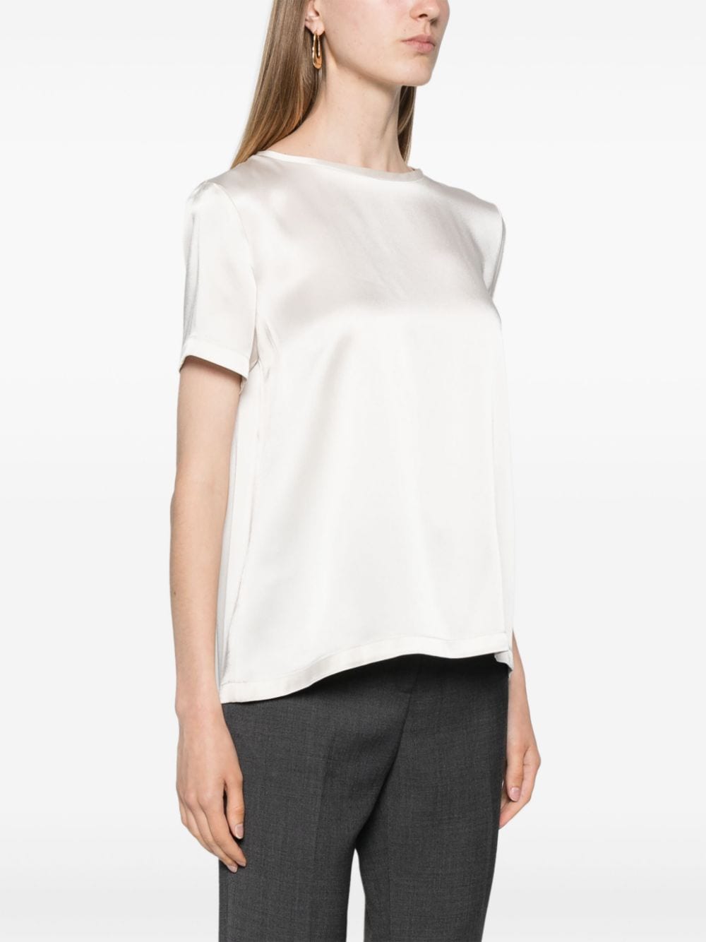 Shop 's Max Mara Rebecca Satin T-shirt In Neutrals