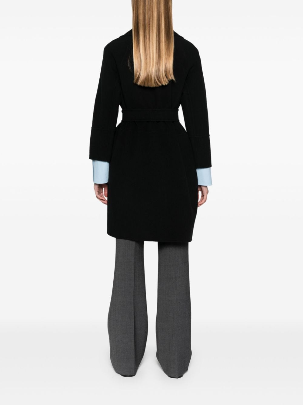 Shop 's Max Mara Arona Belted Wool Coat In Black