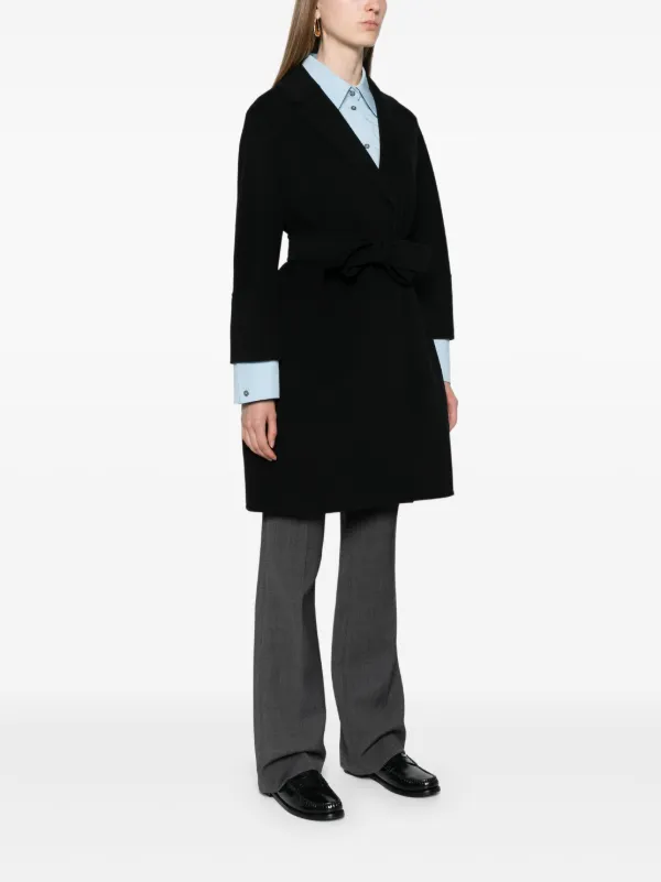 S Max Mara Arona Belted Wool Coat | Black | FARFETCH
