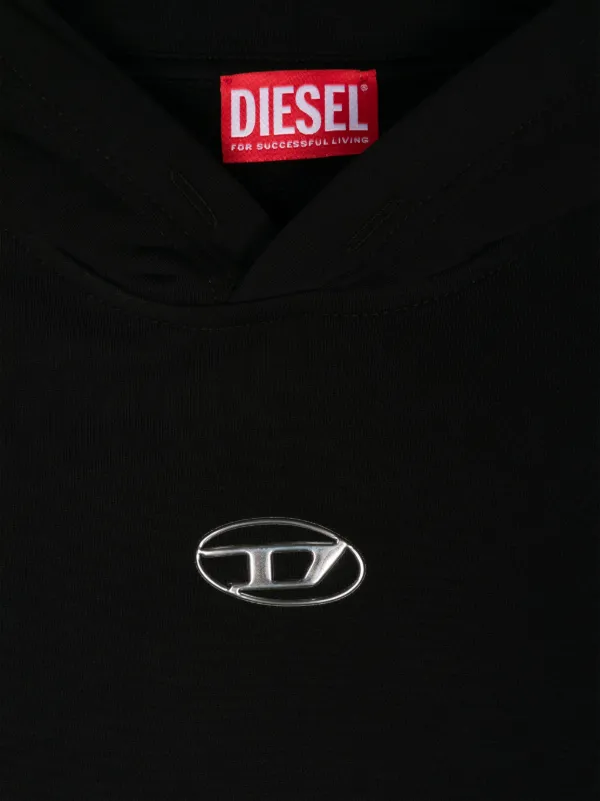 Diesel Kids Oval D-print Cotton Hoodie | Black | FARFETCH
