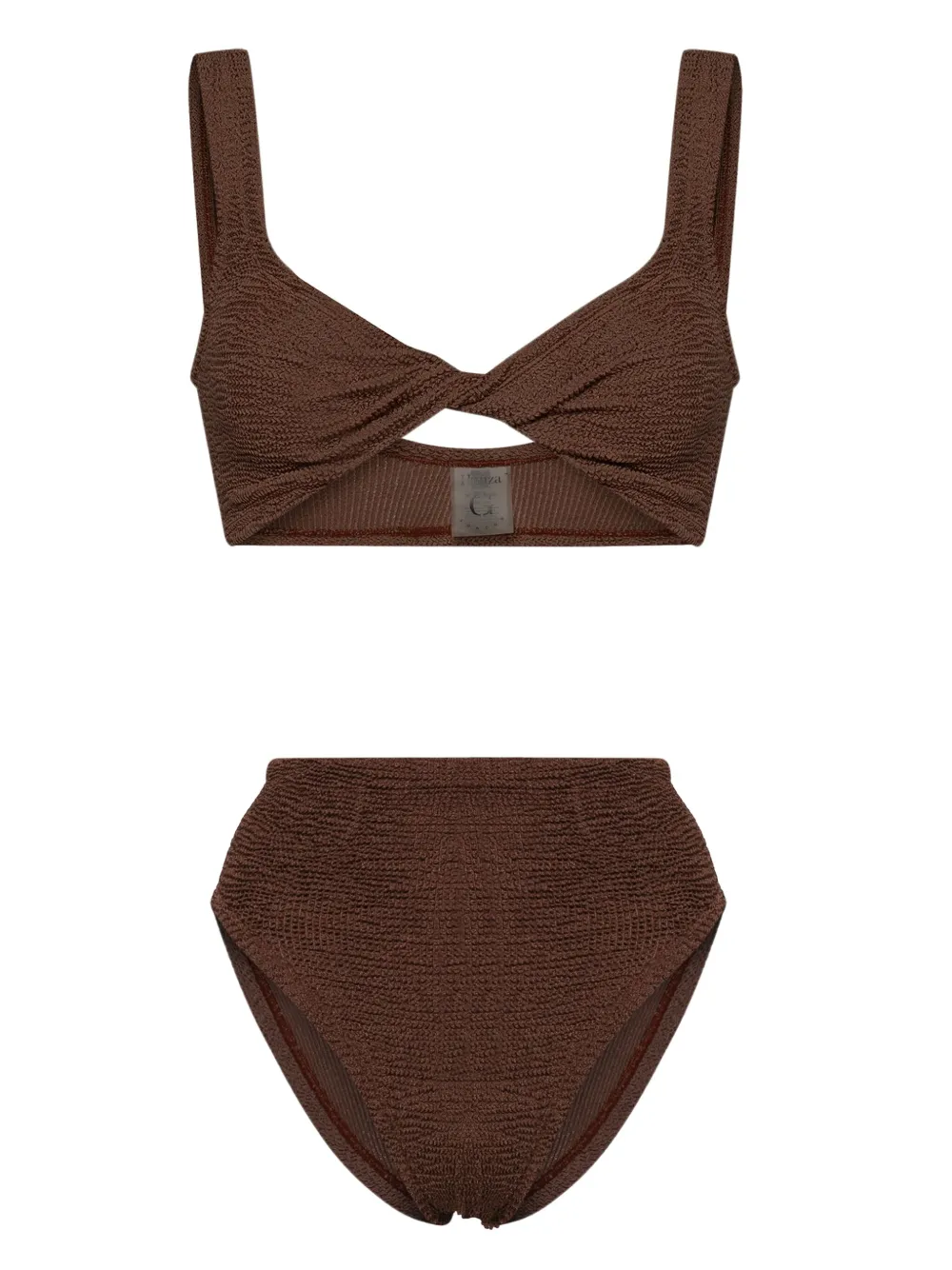 Hunza G Jamie Seersucker Bikini In Brown