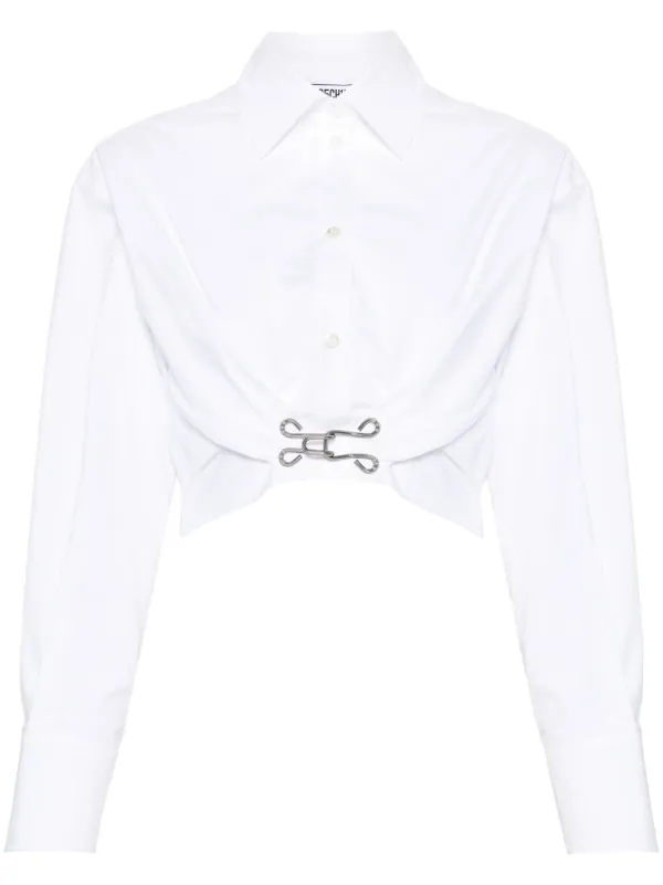【送料&関税込】Moschino Cropped BouclA¨ Pants Moschino All-Over Diner Menu Print Cropped Silk Blouse
