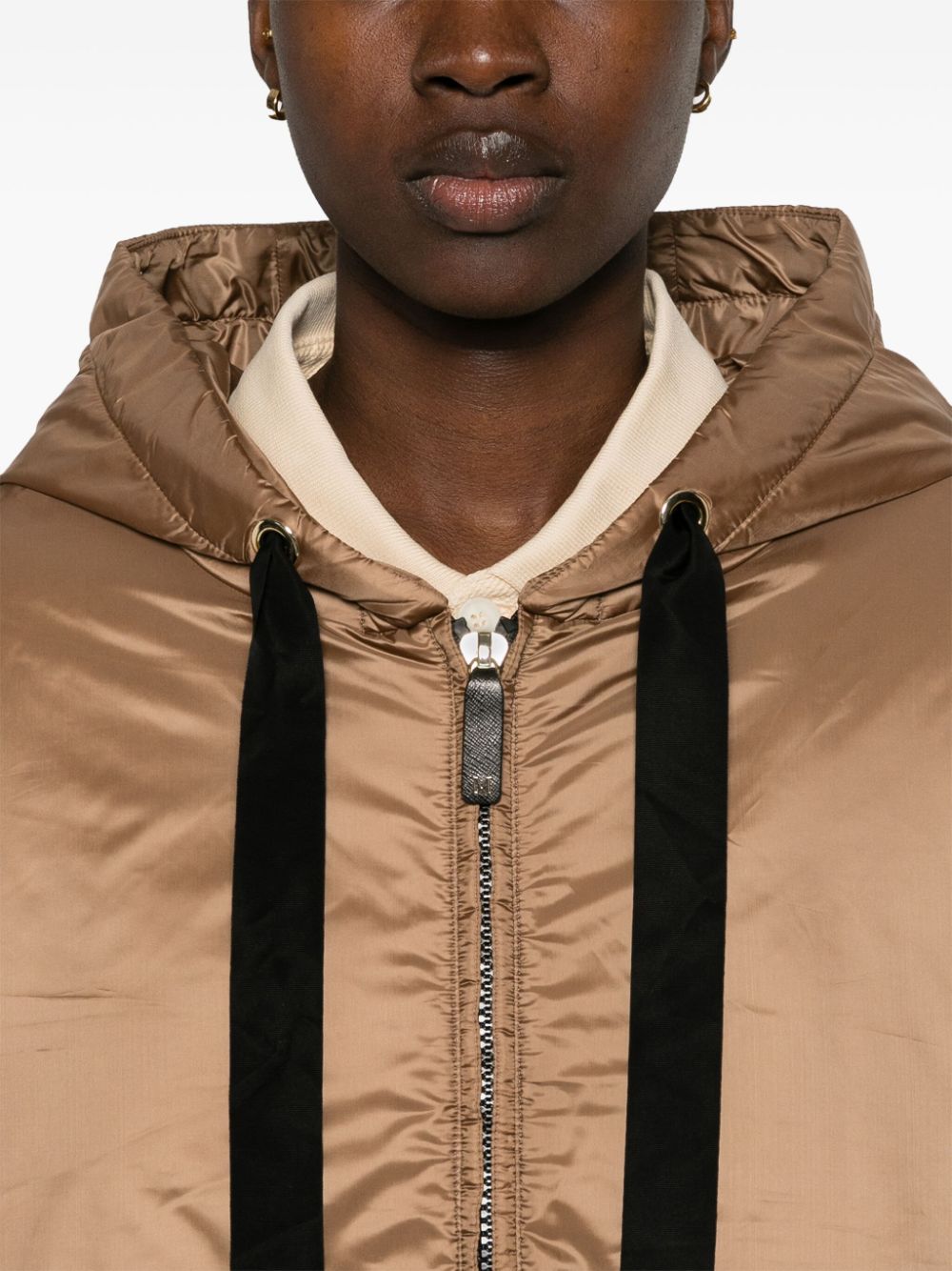 Shop Max Mara Greenf Padded Hooded Jacket In Brown