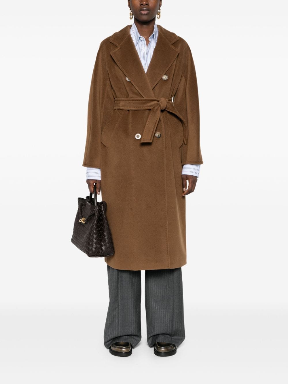 Shop Max Mara Madame Double-breasted Coat In Brown