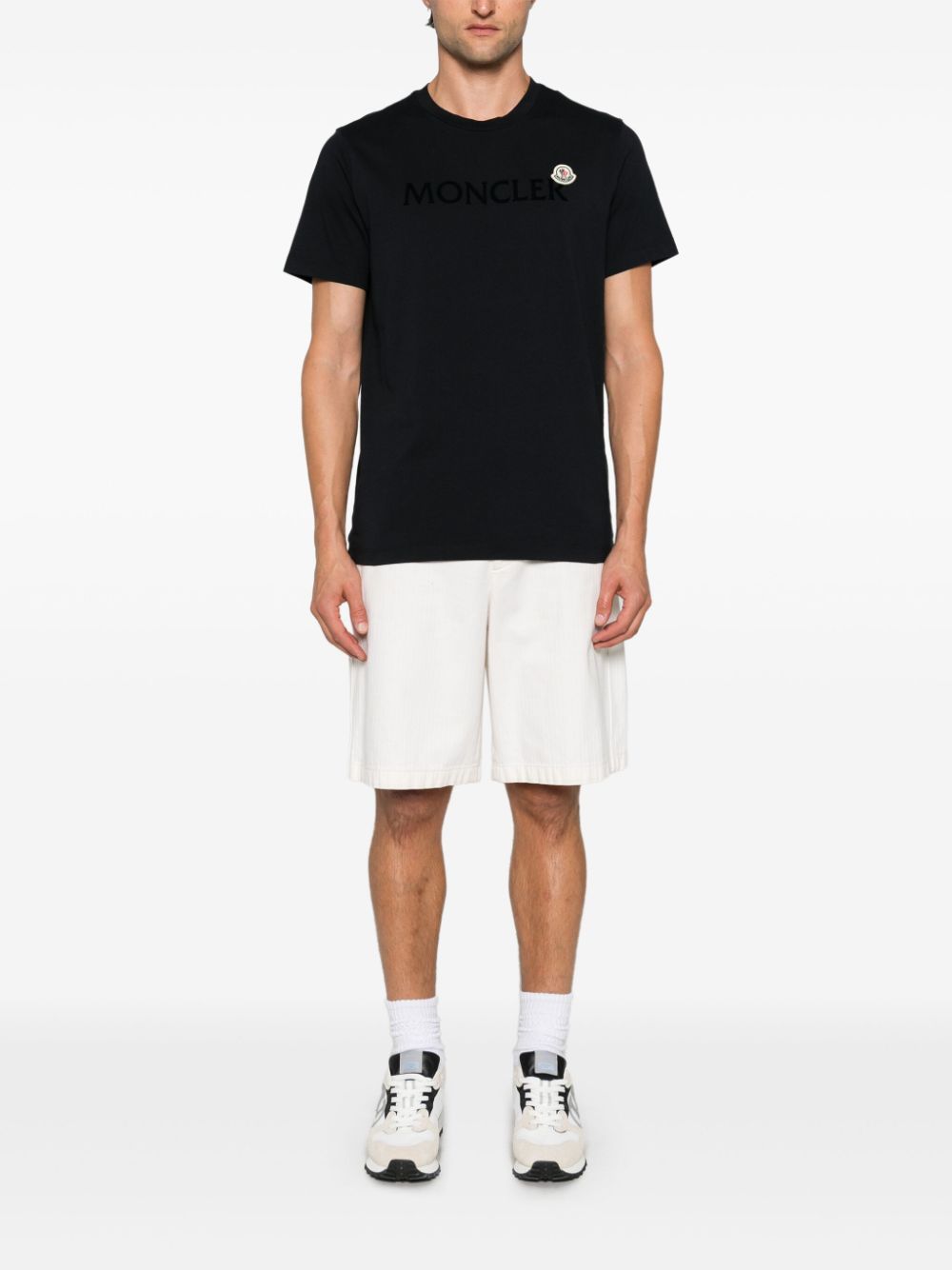 Moncler T-shirt met geflockt logo - Blauw