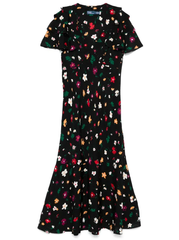 Polo Ralph Lauren floral-print Silk Dress | Black | FARFETCH