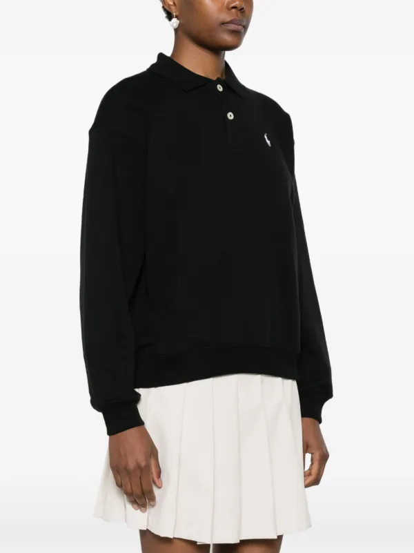 Polo Ralph Lauren polo-collar Fleece Sweatshirt | Black | FARFETCH