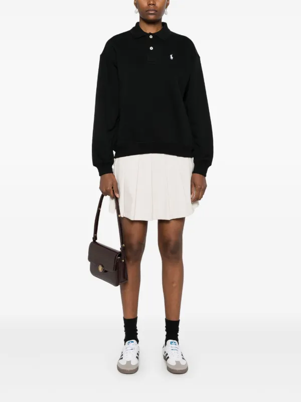 Polo Ralph Lauren polo-collar Fleece Sweatshirt | Black | FARFETCH