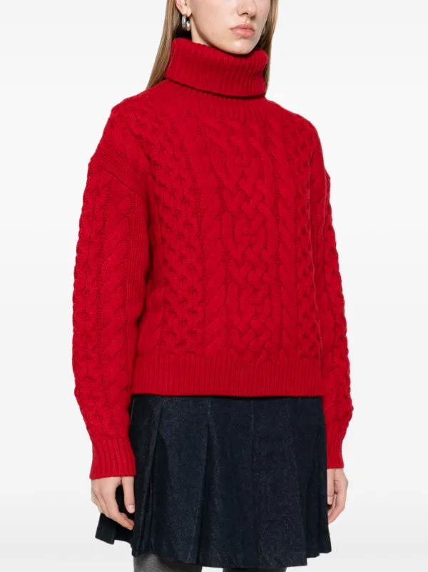 Polo Ralph Lauren レッド ケーブルニット ♡ Polo Ralph Lauren ケーブルニット セーター | レッド | FARFETCH JP