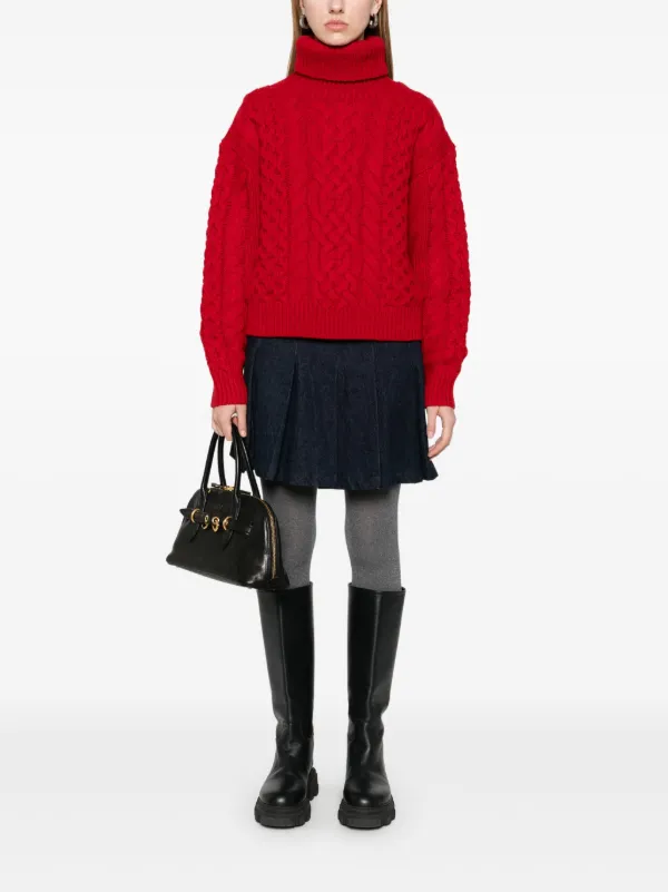 Polo Ralph Lauren レッド ケーブルニット ♡ Polo Ralph Lauren ケーブルニット セーター | レッド | FARFETCH JP