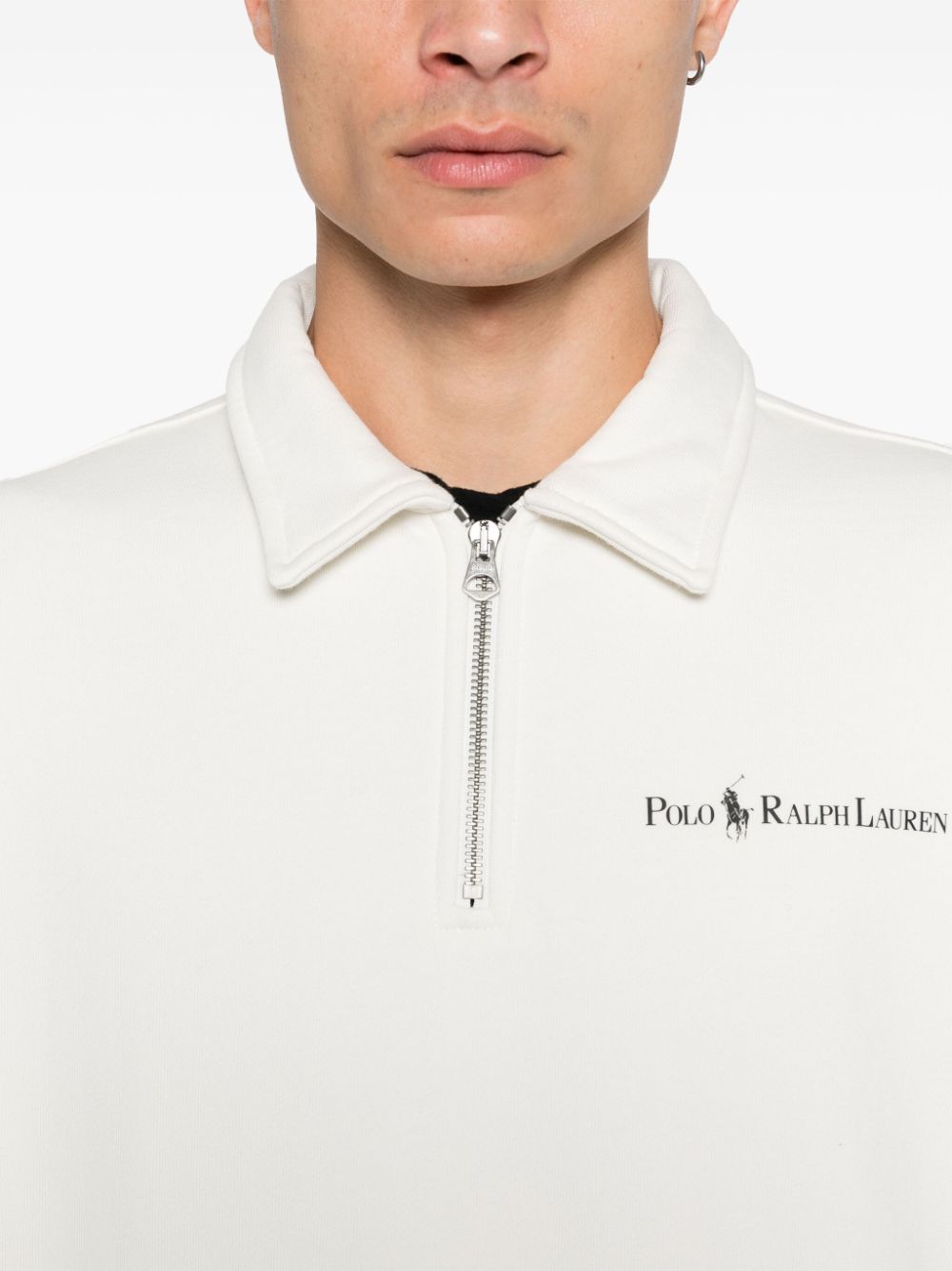 Shop Polo Ralph Lauren Relaxed Logo Collar Sweatshirt In White