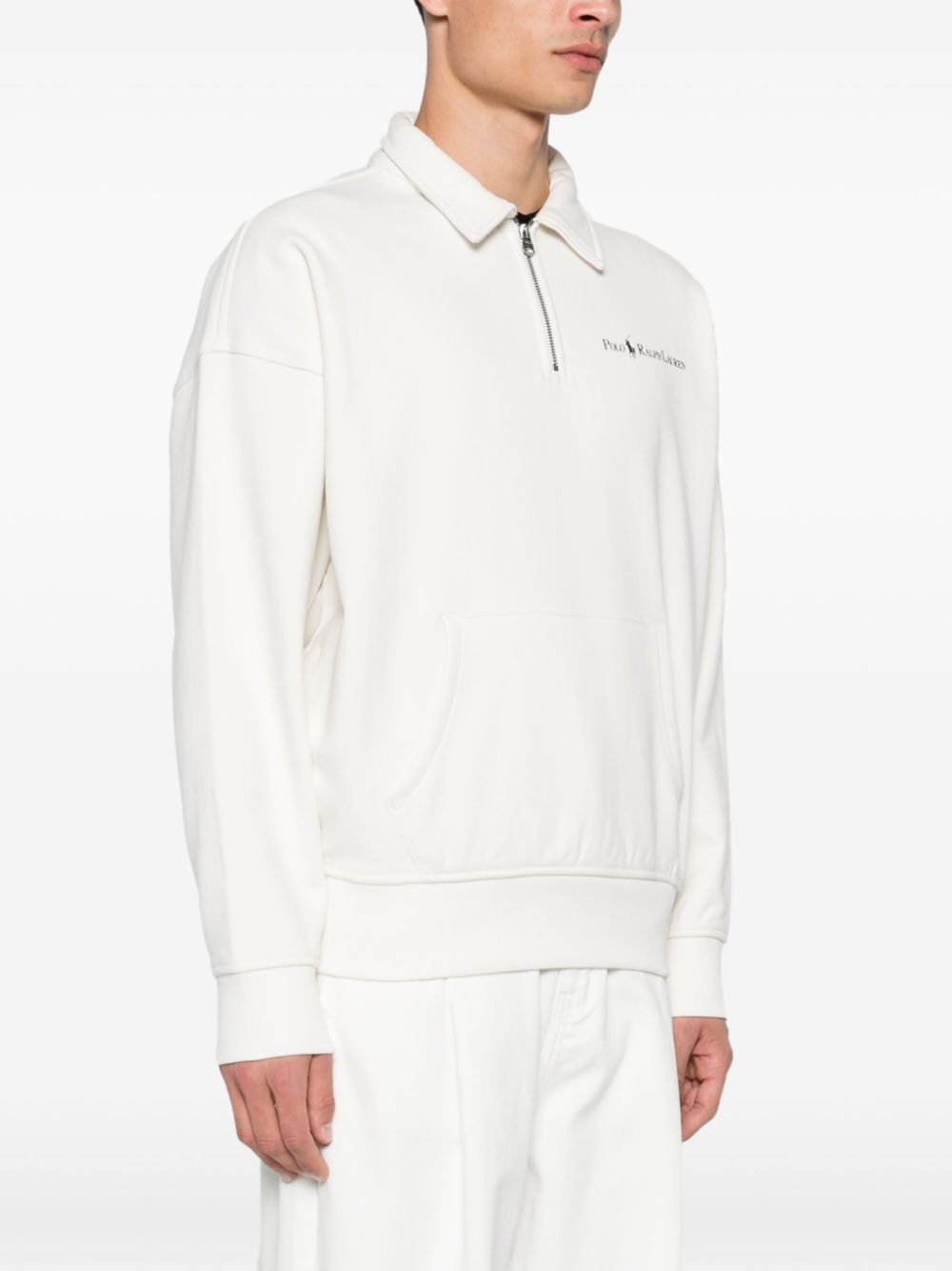 Shop Polo Ralph Lauren Relaxed Logo Collar Sweatshirt In White