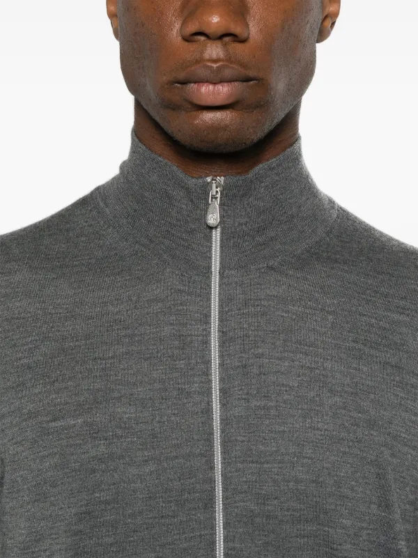 Brunello Cucinelli high-neck zip-up Cardigan | Grey | FARFETCH SG