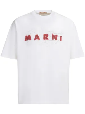 Marni Scribbled Logo T-Shirt | White | FARFETCH
