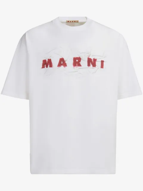 Marni 褶皱logo短袖T恤