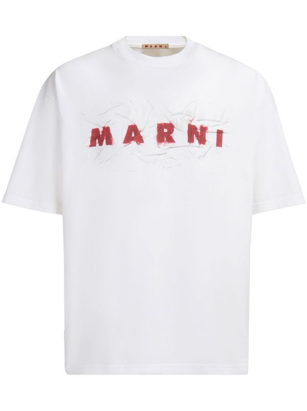 Marni logo-print Cotton T-shirt | White | FARFETCH