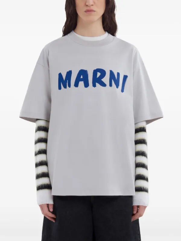 Marni Logo Print Cotton t-shirt | Grey | FARFETCH
