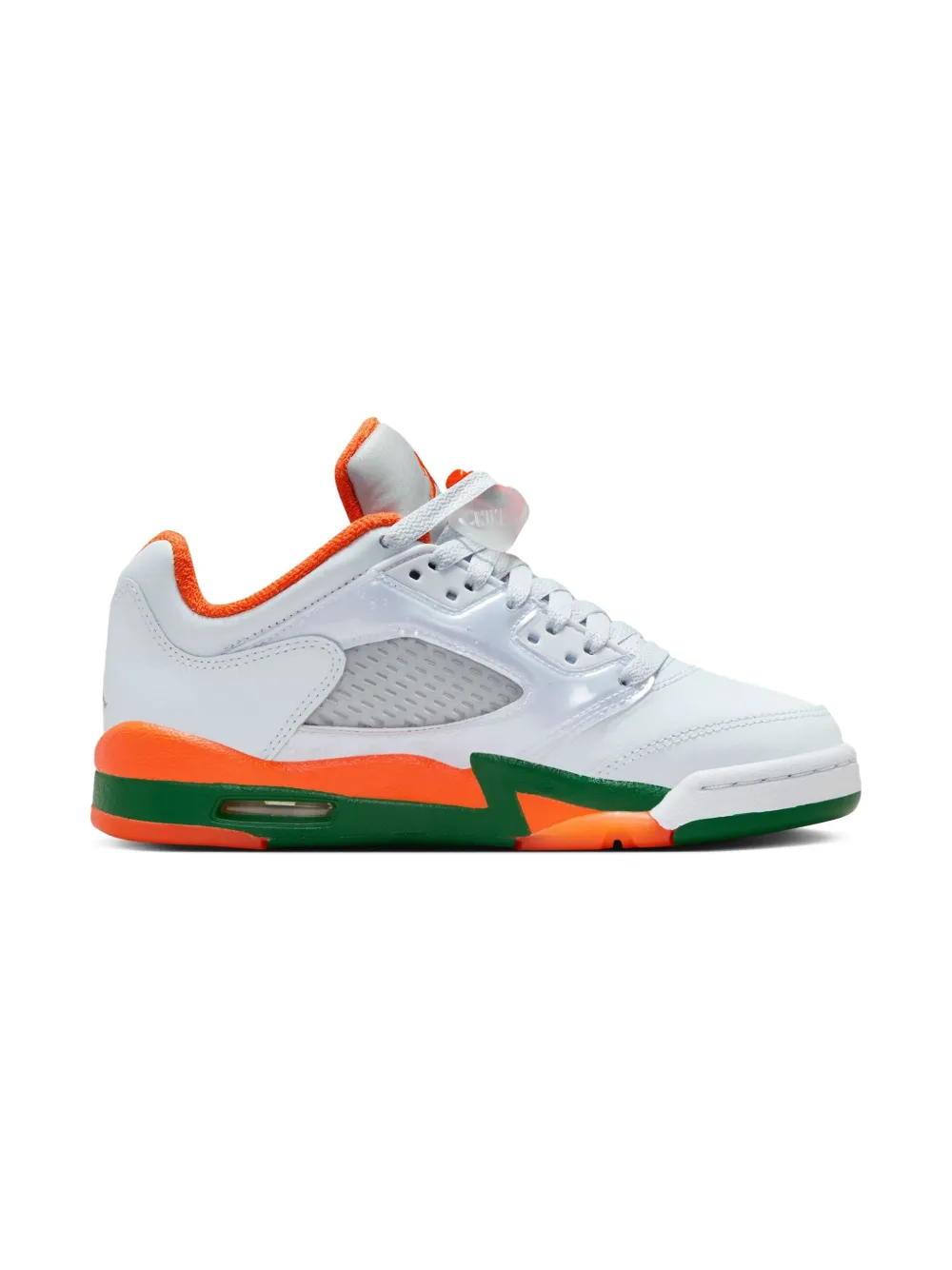 Jordan Kids Air Jordan 5 Low "Hurricanes Football Grey Brilliant Orange Pine Green" sneakers White