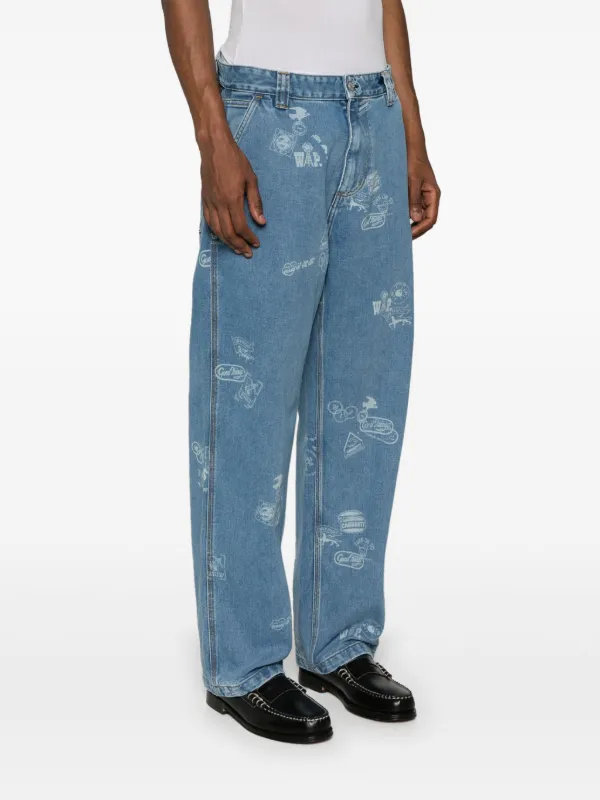 Carhartt WIP Stamp graphic-print Tapered Jeans | Blue | FARFETCH