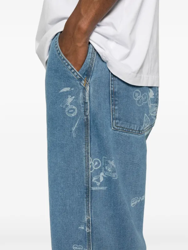 Carhartt WIP Stamp graphic-print Tapered Jeans | Blue | FARFETCH