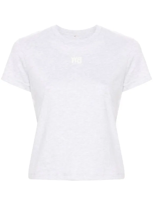 Tシャツ・カットソー T BY ALEXANDER WANG Women Tops 4CC4241515208A Grey Alexander Wang Women's Glitter Essential Shrunken T-Shirt in