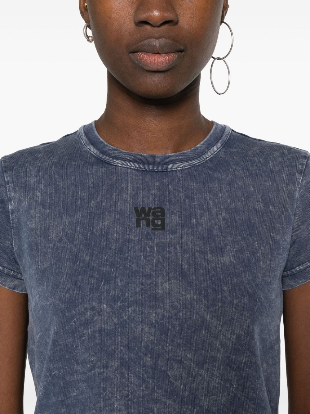 Shop Alexander Wang Logo-print Cotton T-shirt In Blue