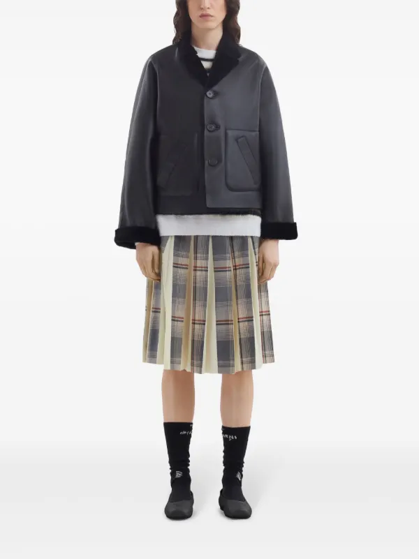 マルニ リバーシブル ムートン コート ブラック Marni リバーシブル ムートンジャケット | ブラック | FARFETCH JP