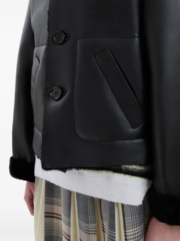 マルニ リバーシブル ムートン コート ブラック Marni リバーシブル ムートンジャケット | ブラック | FARFETCH JP