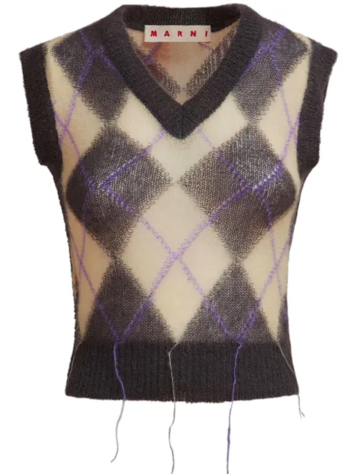 Gilet en maille à carreaux - Marni - Modalova