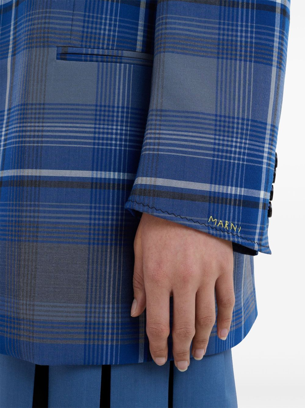 Cheap Marni logo-embroidered checked blazer Women