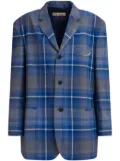 Marni logo-embroidered checked blazer - Blue
