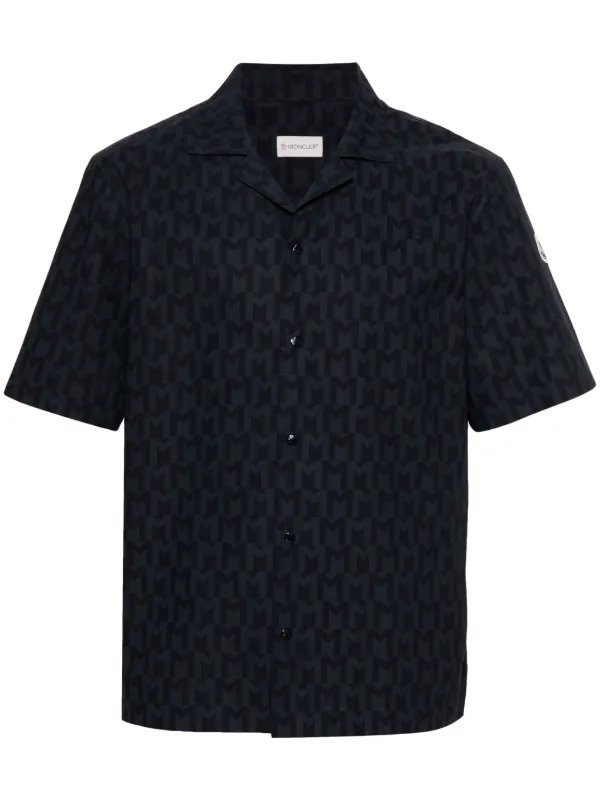 Moncler monogram print shirt men Cotton L Blue