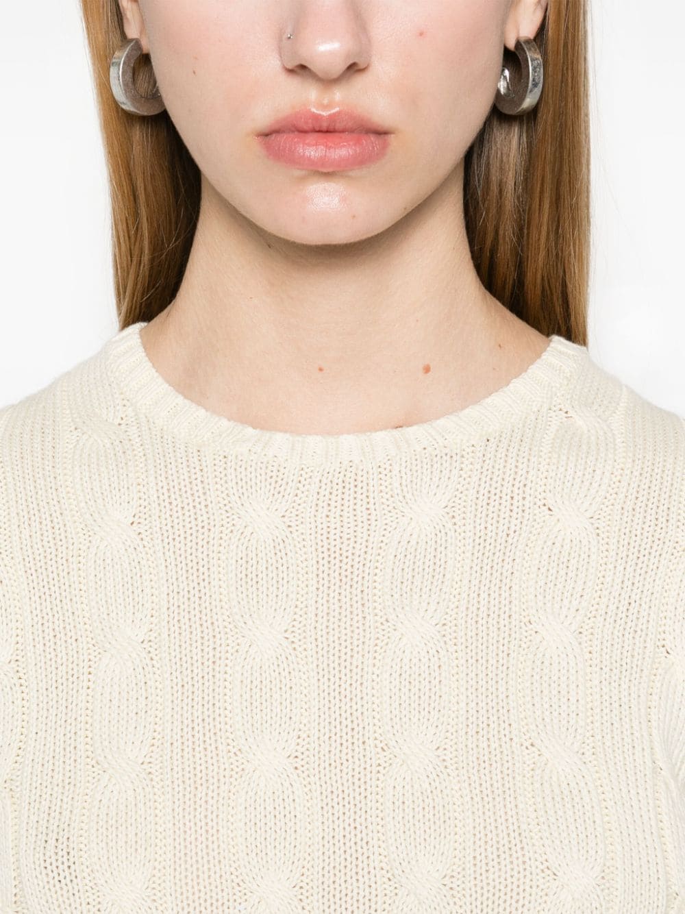 Shop Polo Ralph Lauren Cable-knit Sweater In White