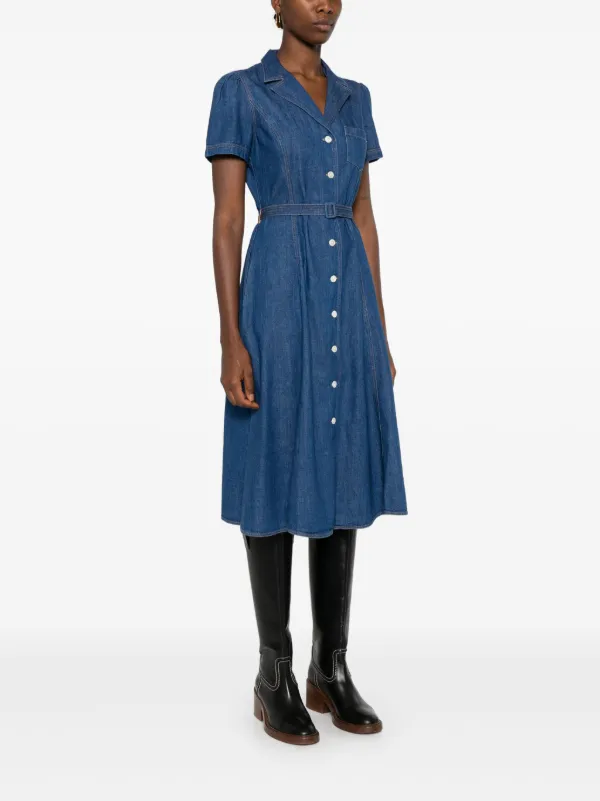 Polo Ralph Lauren Buttoned Denim Midi Dress Blue FARFETCH TR