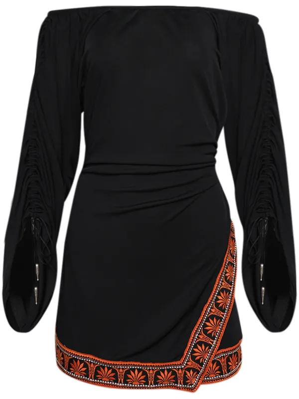 Rabanne Contrast Trimming Off-the-shoulder Minidress in Black