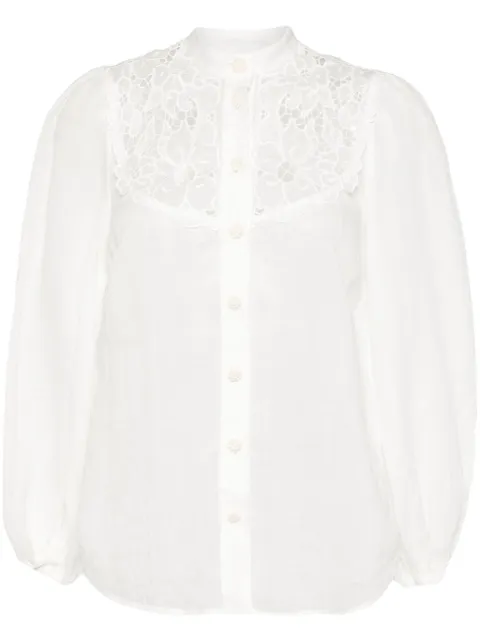 ZIMMERMANN camisa de ramio con bordado floral