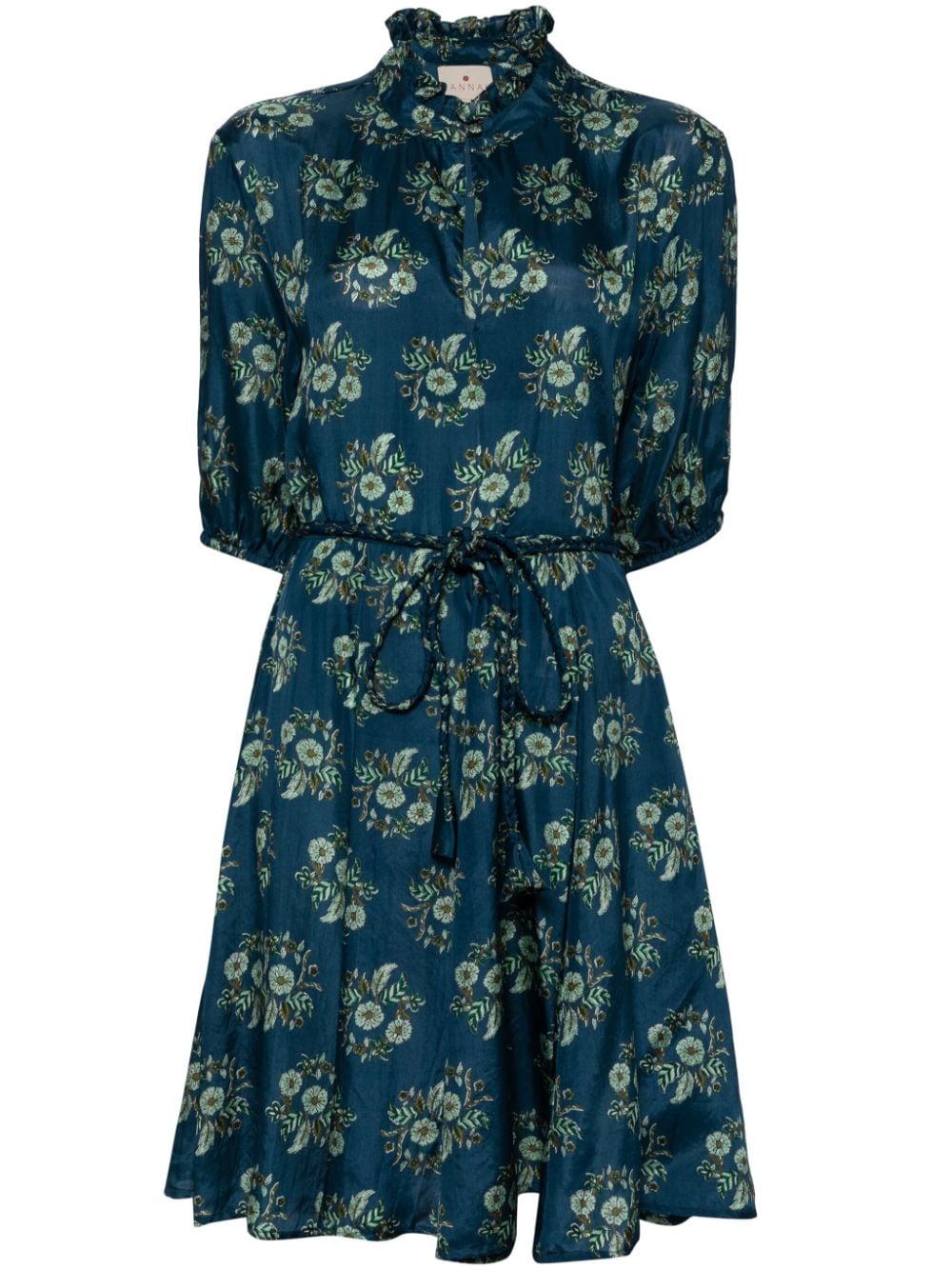 Shop Hannah Artwear Gaia Floral-print Minidress In Blue